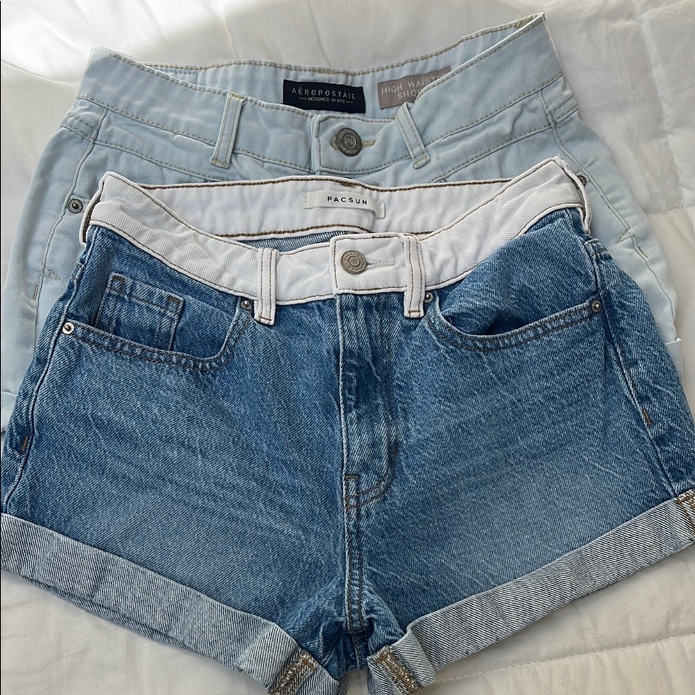 PacSun High Waist Blue Denim Shorts (set of 2) one PacSun/ Aeropostale